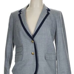 J. Crew Gray and Blue Tailored Blazer with Navy Trim